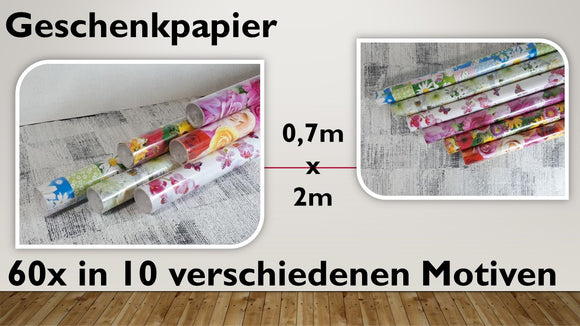 Geschenkpapier Blumen (60 Stück)