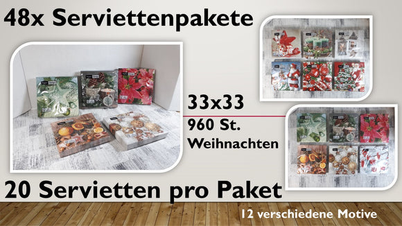 Serviettenbox Weihnachten groß (48 Stück)