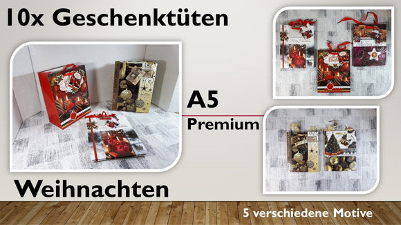 Geschenktüten A5; Weihnachten Premium (10 Stück)