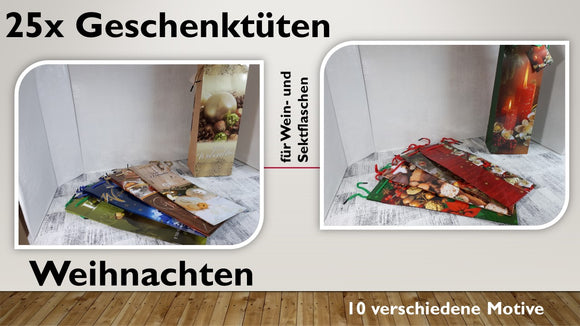 Geschenktüten Flasche; Weihnachten (25 Stück)