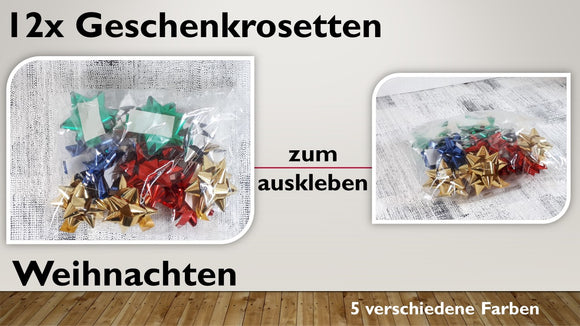 Geschenkrosetten Weihnachten (12 Stück)