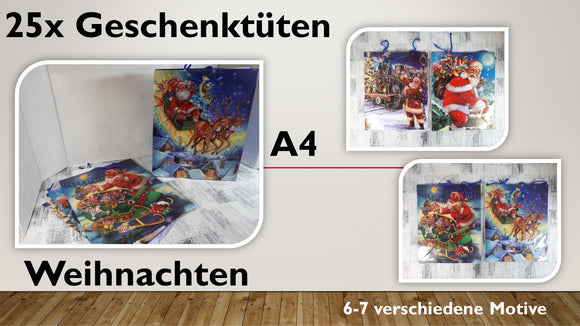 Geschenktüten A4; Weihnachten (25 Stück)