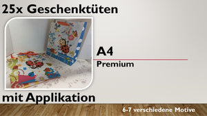 Geschenktüten A4; (25 Stück) Premium mit Applikation