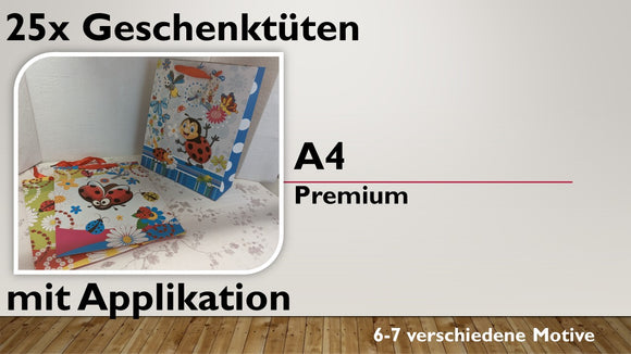 Geschenktüten A4; (25 Stück) Premium mit Applikation