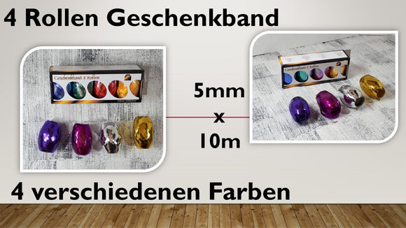 Geschenkband Metallic (4 Stück)