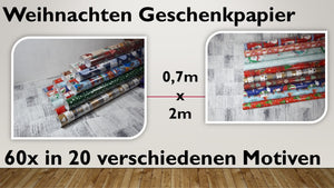 Geschenkpapier Weihnachten Mix (60 Stück)