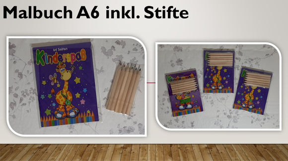 Taschenmalbuch mit Stiften (12 Stück)