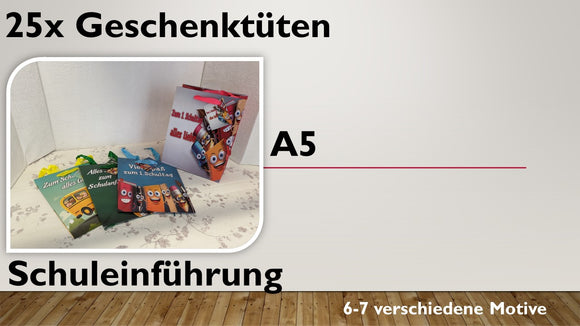 Geschenktüten A5; Schuleinführung (25 Stück)