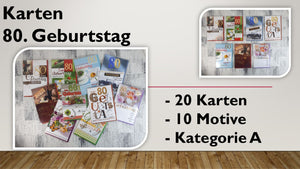 Karten (A); 80. Geburtstag (20 Stück)