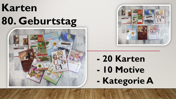 Karten (A); 80. Geburtstag (20 Stück)