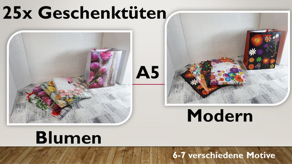 Geschenktüten A5; Blumen + Modern (25 Stück)