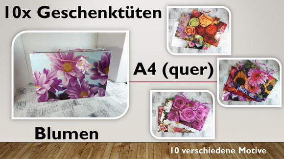 Geschenktüten A4; Blumen quer (10 Stück)
