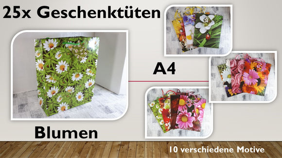 Geschenktüten A4; Blumen (25 Stück)
