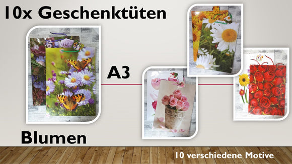 Geschenktüten A3; Blumen (10 Stück)