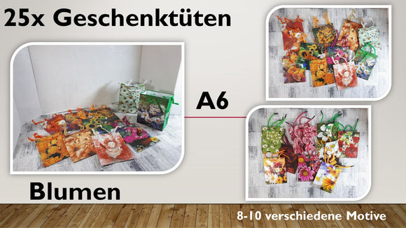 Geschenktüten A6; Blumen (25 Stück)